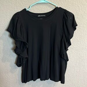 Black ruffled top from Zara. Size medium